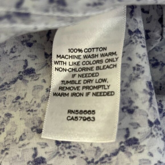 Nordstrom Non-Iron Shirt 17.5 34-35 Purple Floral Stretch Trim Fit Long Sleeve - Picture 7 of 7